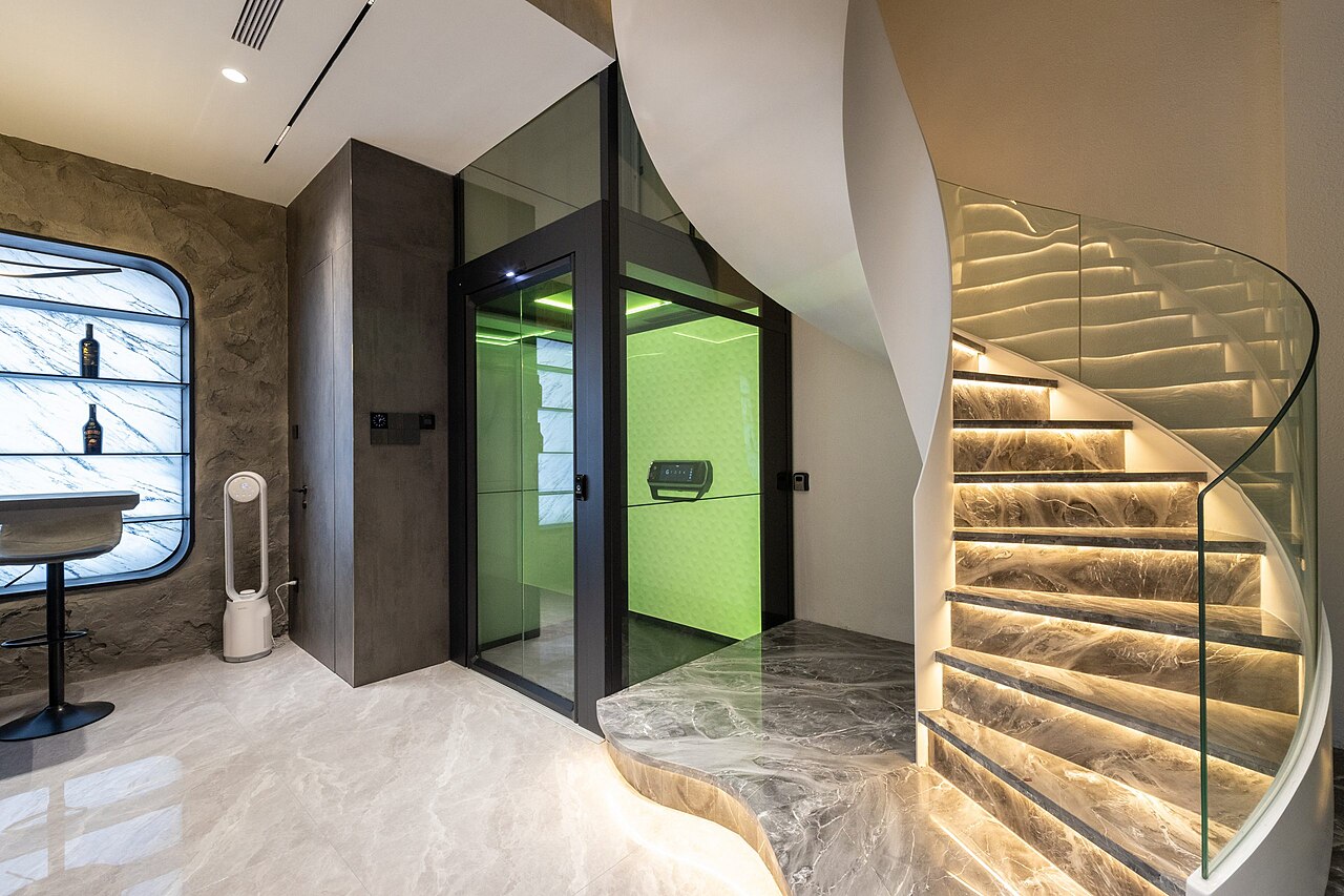 A home lift installed in a house