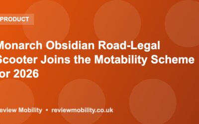 Monarch Obsidian Road-Legal Scooter Joins the Motability Scheme for 2026