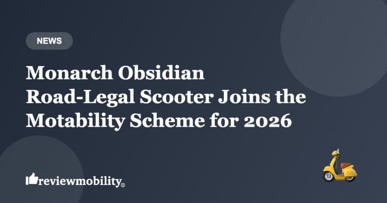 Monarch Obsidian Road-Legal Scooter Joins the Motability Scheme for 2026