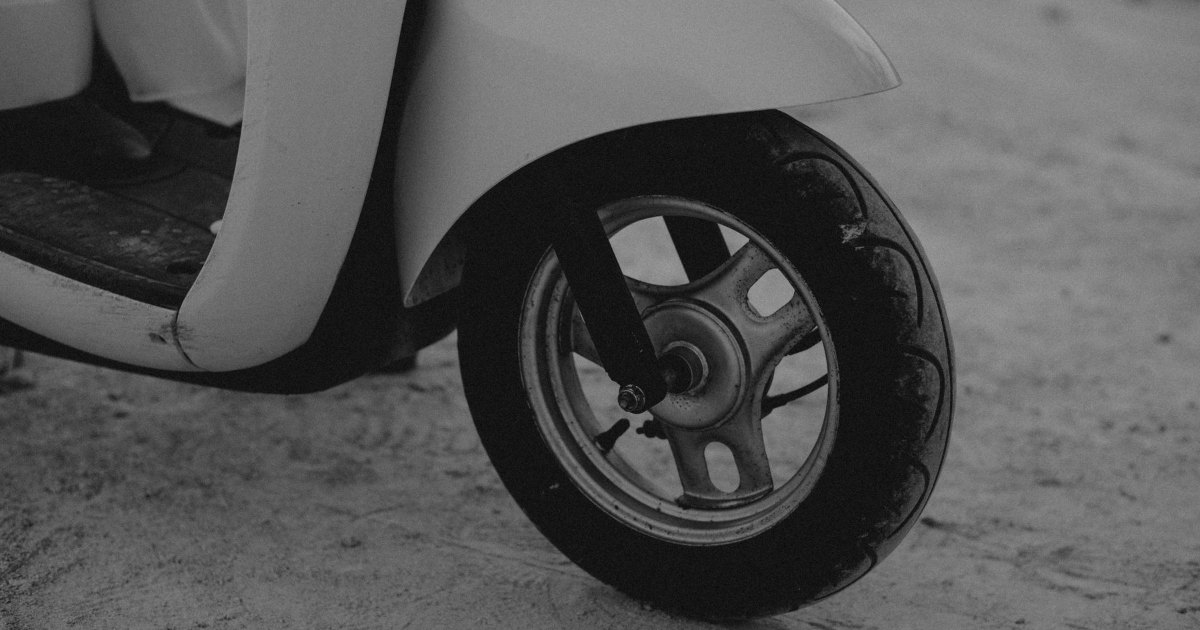 Scooter wheel close up A close view of a scooter wheel and tyre