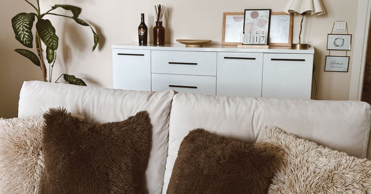 Soft cushions arranged along a sofa