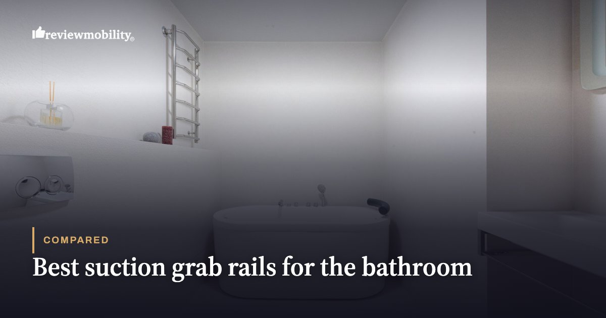 Bathroom with a tub and chrome grab rail; hero image for 'Best suction grab rails for the bathroom'.]} (Note: If you want multiple options, I can provide a short list.) Alternatively: [