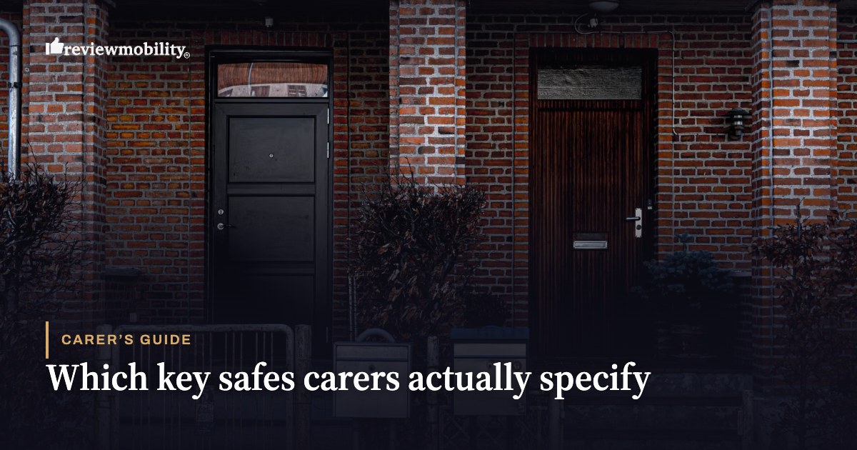 Which key safes carers actually specify Two dark wooden front doors in a brick terrace. Which key safes carers actually specify